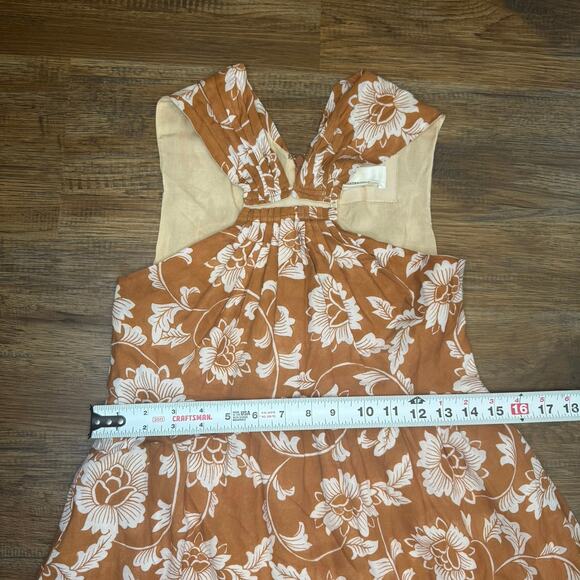 Anthropologie US size 2 neutral brown cream floral tiered halter mini dress - Picture 6 of 8